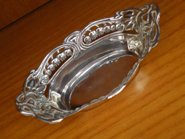 Antique Edwardian Arts & Crafts Lily of the Valley Silver Dish,Fully Hallmarked