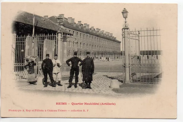 REIMS - Marne - CPA 51 - Théme vie Militaire - Caserne Neufchatel Artillerie