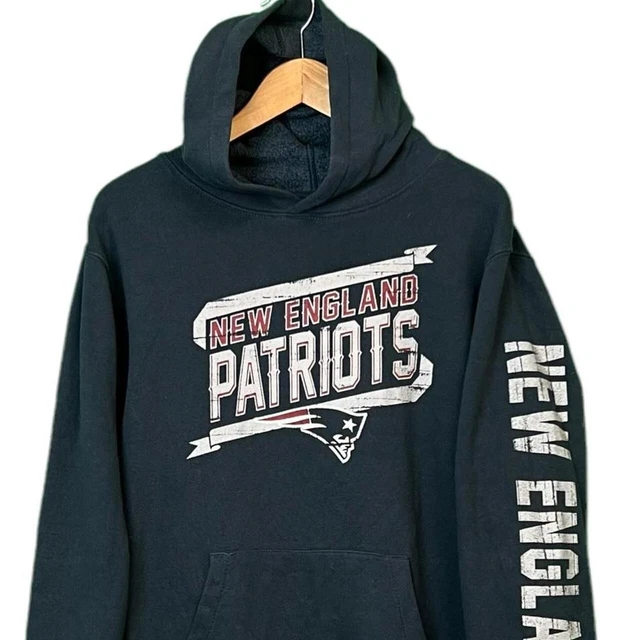 Navy New England Patriots NFL Graphic Print Pullover Hooded Sweatshirt Mens S