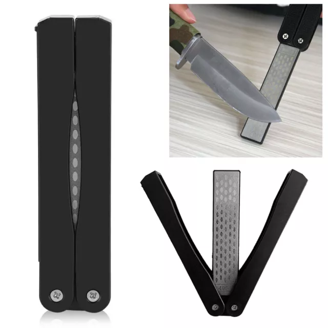 1/2pcs Double Sided Folding Diamond File Sharpener Knife Scissor Tool Sharpening