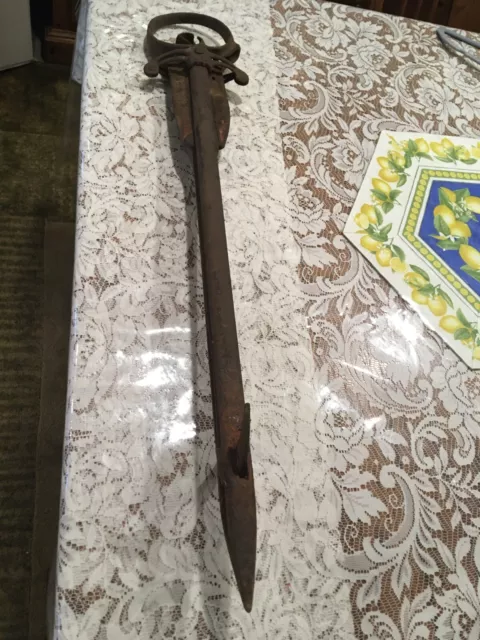 STEAMPUNK!   ANTIQUE CAST IRON HAY SPEAR BARN FARM HARPOON PRIMITIVE Tool