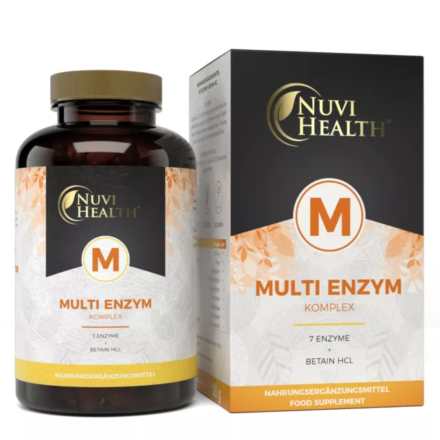 Multi Enzym Komplex - 120 Kapseln (vegan) - 6 Enzyme + Betain -  Hochdosiert