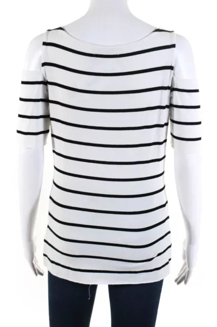 Bailey 44 Womens Striped Open-Shoulder T-Shirt Top White Black Size M 3