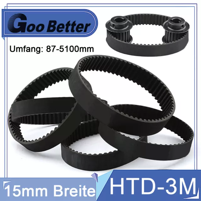 Zahnriemen Geschlossen Antriebsriemen Closed HTD-3M Breite 15mm Umfang 87-5100mm