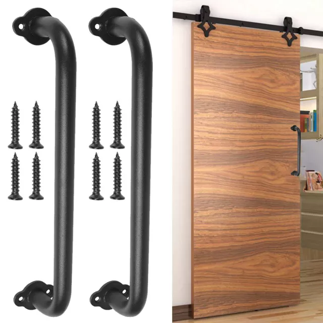 2x 11"  Barn Sliding Door Pull Flush Gate Handle Cabinet Hardware Matte Black