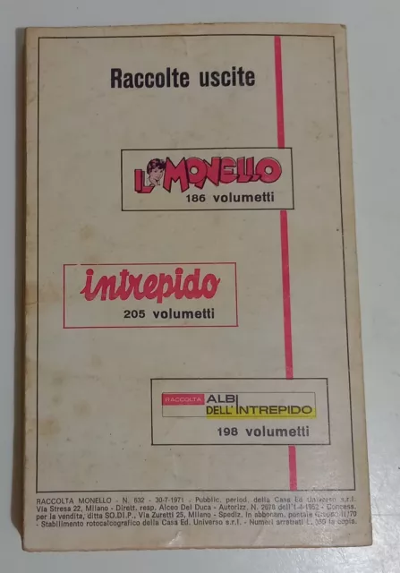 Raccolta Il Monello N° 632 1971 - 186° Ed Universo Ottimo 2