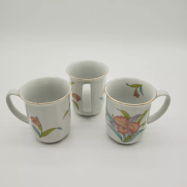 3 Otagiri Orchard Mist 10 oz Porcelain Mugs with Gold Trim