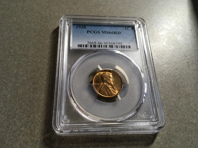 1938 Lincoln Wheat Cent Penny PCGS MS66RD! BU UNC Choice Gem FREE SHIPPING!
