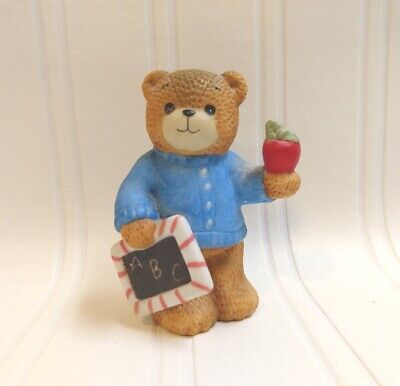 Vintage Enesco Lucy Rigg Lucy And Me Student Bear with Apple and Chalkboard 1985