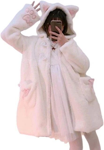 BZB Kawaii Anime Cute Rabbit Ears Hooded For Women Sweet Lovely Plush Velvet...