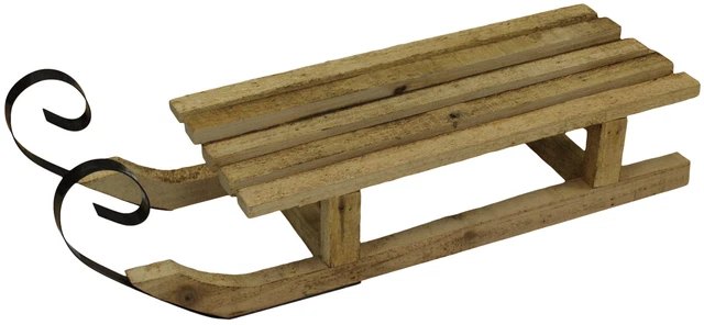 Bois Noël Luge Décoration Rétro Design Rustique Traîneau Décoration 41cm