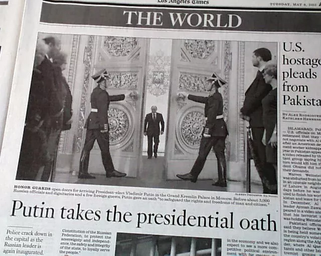 Vladimir Putin Russian Politician KGB Operative Becomes President 2012 Newspaper