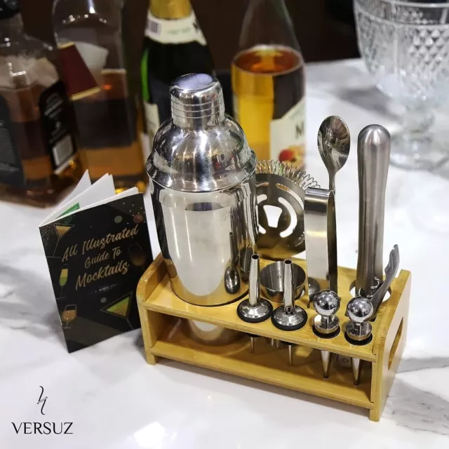 13 Pieces Bartender Kit with Bamboo Stand 750 ml Cocktail Shaker