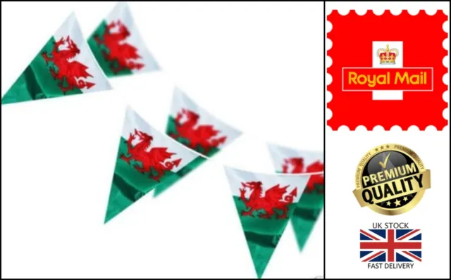 Nuove bandiere triangolari Galles drago gallese Cymru Am Byth 33 piedi St David festa bunting