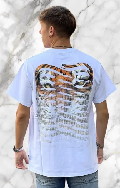 T-Shirt Uomo Propaganda Ribs Tiger Bianca Unisex -Saldi Da €.49