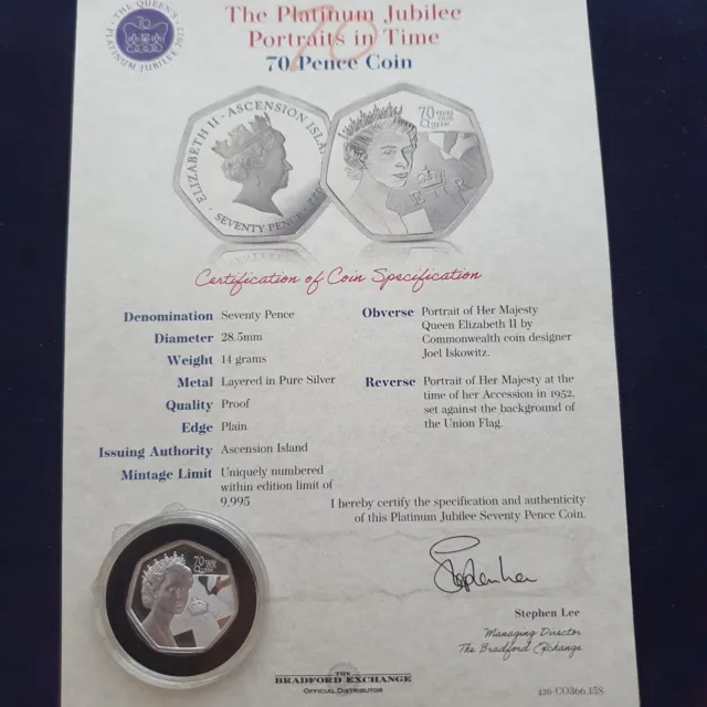 Platinum Jubilee Queen Elizabeth Ii Silver Proof Seventy Pence Coin Scarce