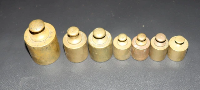 Antique Collection Brass Weights Signed Stamps Apothecary Science Gramm
