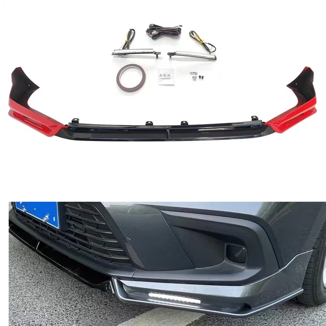 Front Bumper Splitter Lip Kit W/ LED Light For Honda Civic 11th 2021-2022 Red 5x