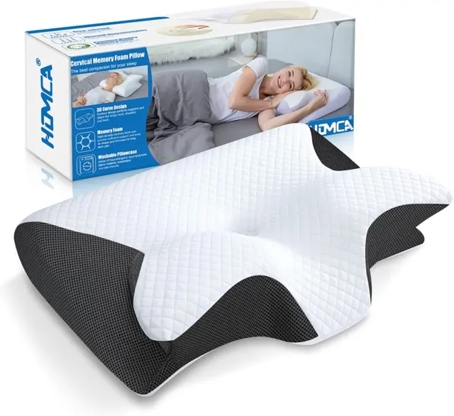 HOMCA Memory Foam Cervical Pillow, 2 in 1 Ergonomic Contour Orthopedic Pillow fo