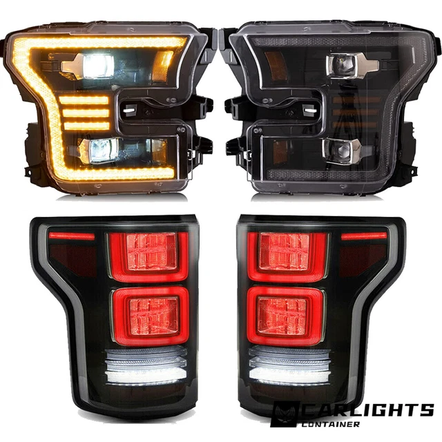 VLAND HEADLIGHTS + SMOKED LED Tail Lights For Ford F150 Pickup Truck