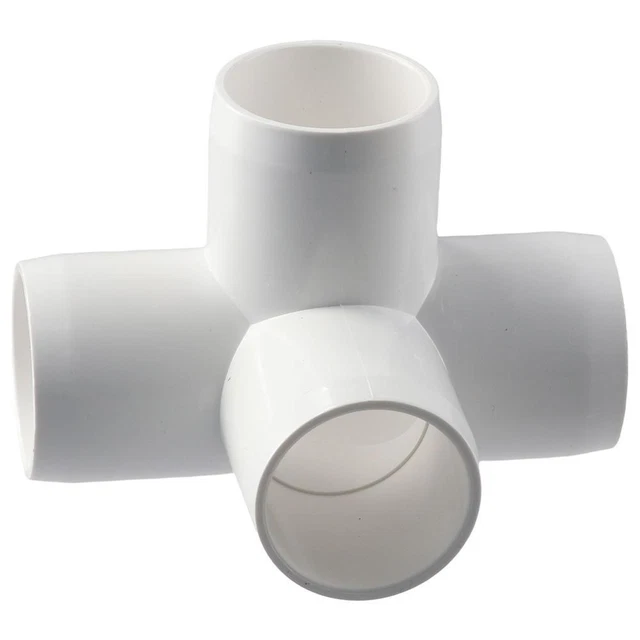 10Pcs White 4 Way PVC Fittings  Corner Elbow Fittings  SCH40 PVC Pipe