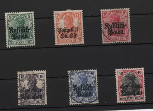 1916-18 German Eastern Front Empire Stamps Overprinted 'Russisch-Polen & Warchau