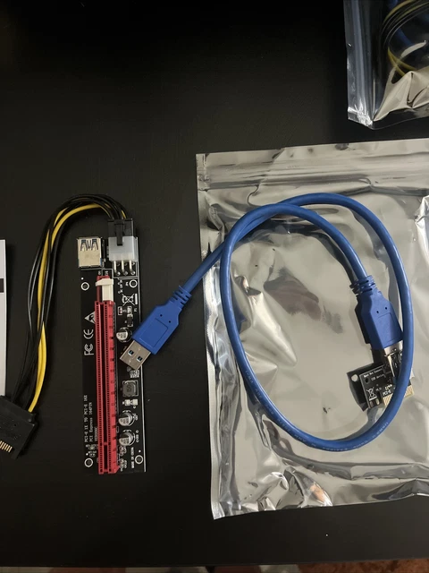 6 PIN PCI-E Riser Ver 0006c Bitcoin ETH Coin Mining Powered USB 3.0 -