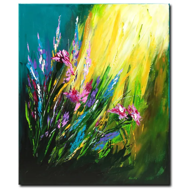 Quadro acrilico Novaarte quadro foresta fiori pittura astratta arte moderna ORIGINALE