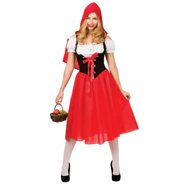 Ladies Little Red Riding Hood Fancy Dress Up Party Halloween Costume Outfit New