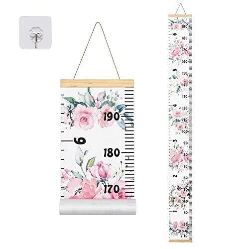 Canvas Kids Growth Chart with Hook, Removable Baby Height Measurement for