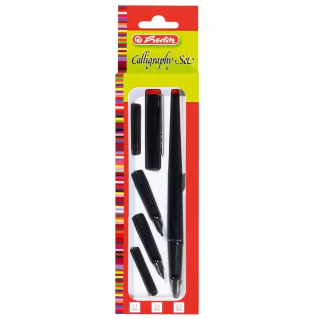 Herlitz Calligraphy Fountain Pen Set with Writing Sample (5 Pieces) 5 5 Count (P