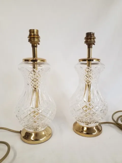 Pair of Stuart Crystal Shaftesbury Table Lamps Cut Glass *Working*