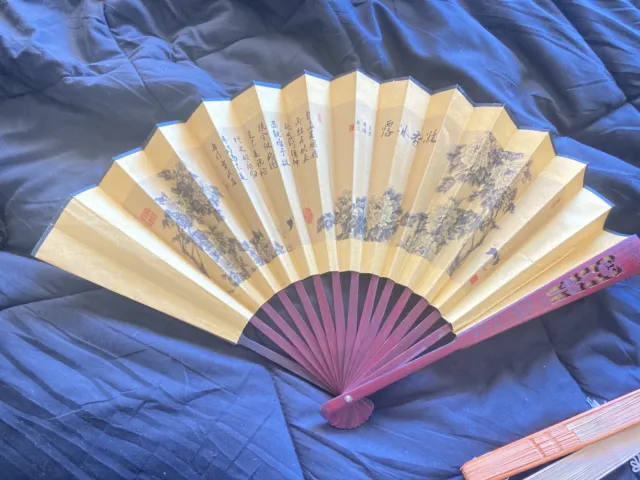 Chinese Silk Fan in Box by Taste Classical Leading Technology 1984