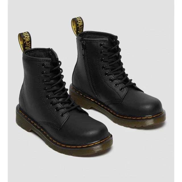 DR. MARTENS JUNIORS 1460 Delaney Softy T Leather Boots Black