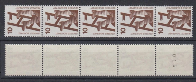 Bund 695 a 5er Streifen ungerade schwarze Nr. Unfallverhütung 10 Pf postfrisch