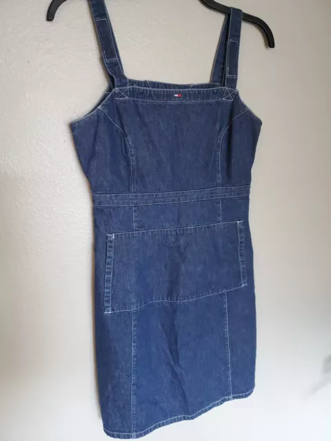 Tommy Girl Vintage Dress Denim Bib Overalls Blue Size Large