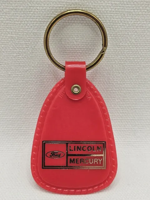 Vintage Ford, Lincoln, Mercury Advertising Keychain. Red Plastic