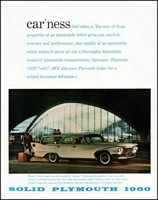 1960 Airport terminal Plymouth Station Wagon Car vintage photo print ad adL22