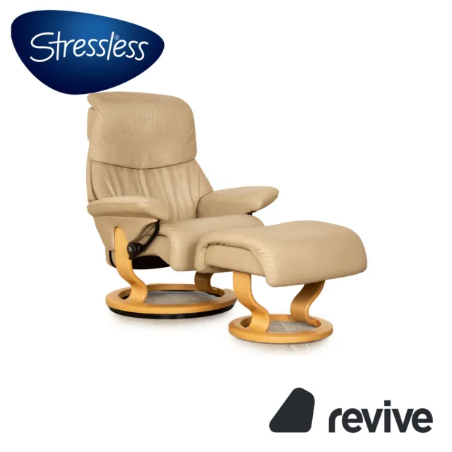 Stressless Vision Leather Armchair Beige Incl. Stool Manual Function