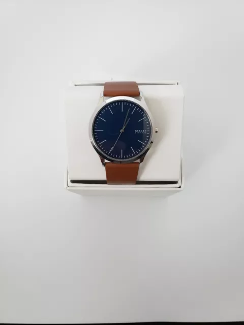 Skagen Denmark Jorn Men's Ocean Blue Dial Medium Brown Leather Watch NIB SKW6546 2