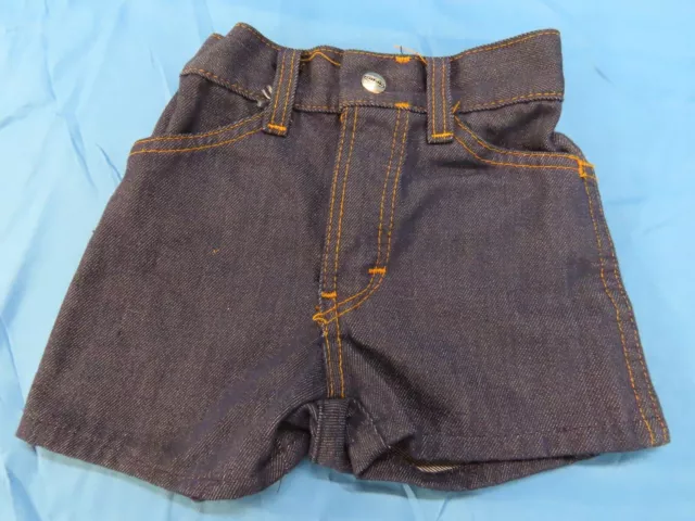 Vintage 70's MANN Denim Jeans Shorts DARK BLUE Talon-42-Zip 18" WAIST KIDS sz 4?
