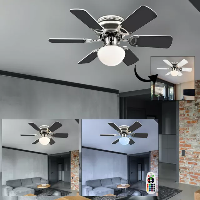 LED Deckenventilator Deckenlampe Kühler RGB Fernbedienung Küchen Lüfter dimmbar