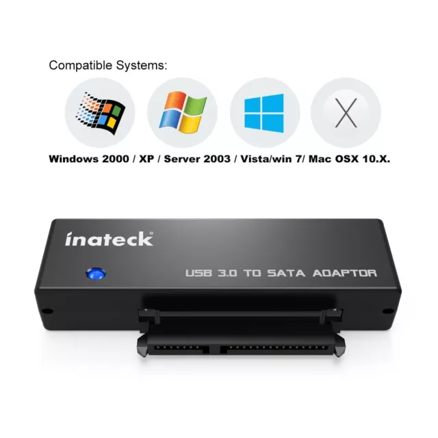 Inateck USB 3.0 zu SATA Konverter Adapter für 2.5/3.5 Zoll Laufwerke HDD SSD 3