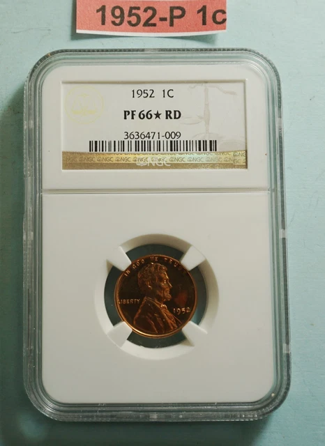 1952-P Lincoln ONE Cent NGC PF66* STAR RD CAMEO Wheat Penny RED PROOF,US COIN