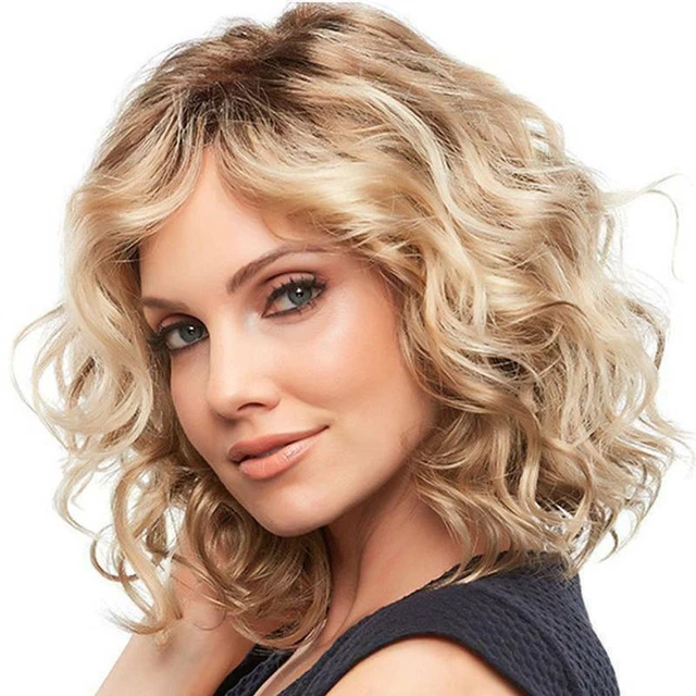 Perruque Femme Cheveux Humains Courts - Style Bob Bouclé - Neuf Avec étiquettes