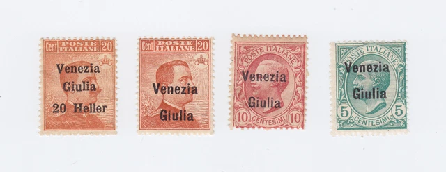 Austria (Italian Occupation) Venezia Giulia Overprint ~ 4 Stamps