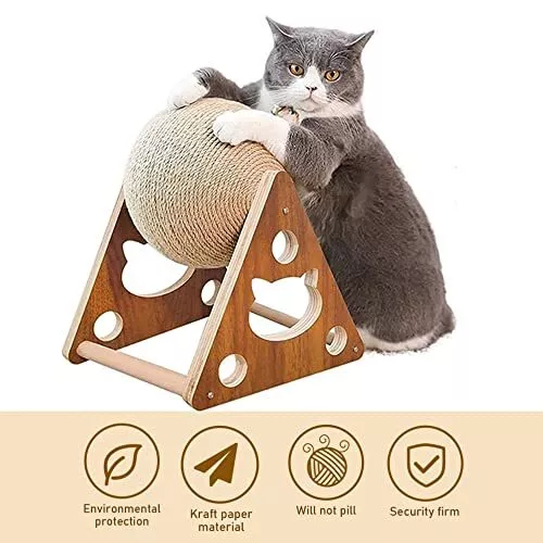 Boule à Gratter en Sisal Naturel Chat Scratch Ball JouetsJouet Interactif en ... 2