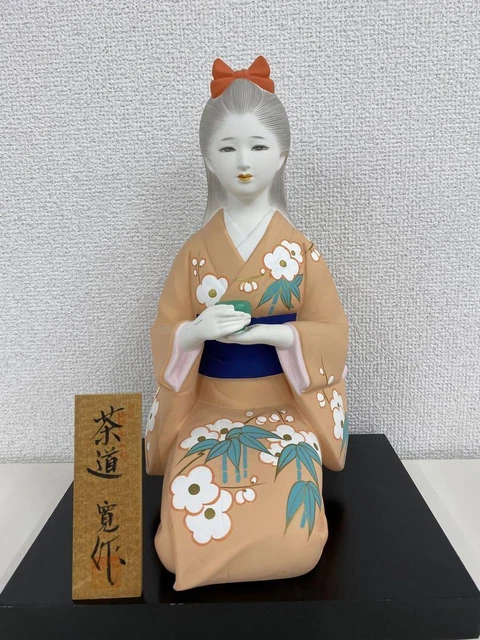 Hakata doll tea ceremony female KIMONO Japanese Statue Figurine 11.8 inch tall