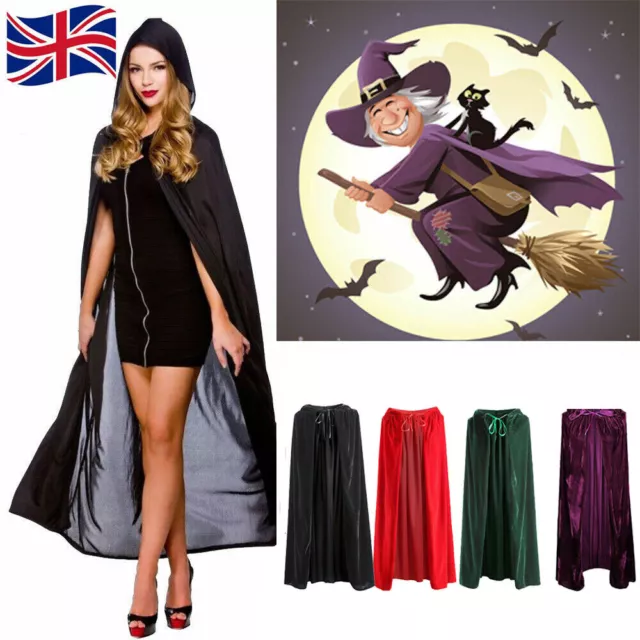 Halloween Hooded Velvet Cloak Robe Medieval Witchcraft Cape Robe Vampire Costume