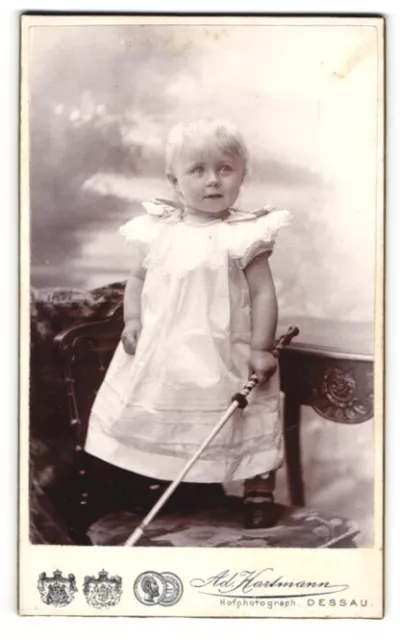 Photographs Ad. Hartmann, Dessau, portrait cute toddler in white dress